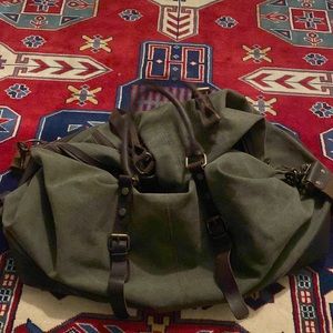 Leather and Cloth Duffle Bag